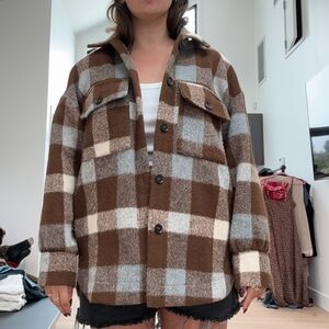 Together Brown and Cream Flannel Jacket